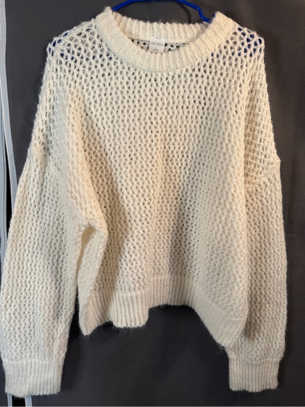 wild fable Cream Open-Knit Crewneck Sweater